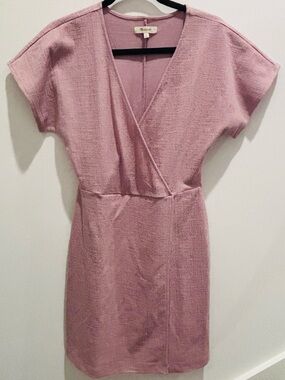 Madewell Dusty Rose Short Sleeve V-Neck Wrap Dress